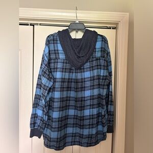 Am. Eagle Blue Hooded Flannel